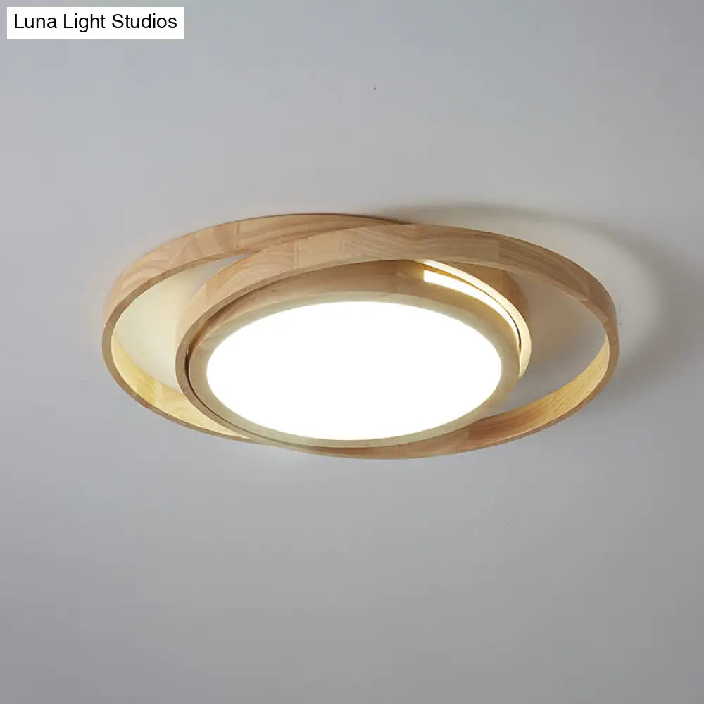 DecorBites™ DecorBites™ Wooden Ring LED Flush Mount Light - Nordic Style Beige Ceiling Lamp for Bedroom