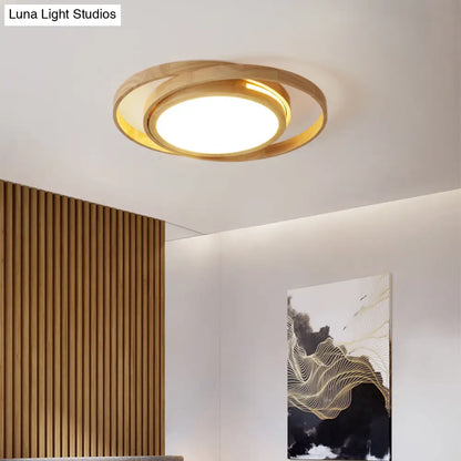 DecorBites™ DecorBites™ Wooden Ring LED Flush Mount Light - Nordic Style Beige Ceiling Lamp for Bedroom