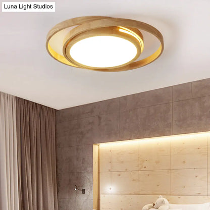 DecorBites™ DecorBites™ Wooden Ring LED Flush Mount Light - Nordic Style Beige Ceiling Lamp for Bedroom