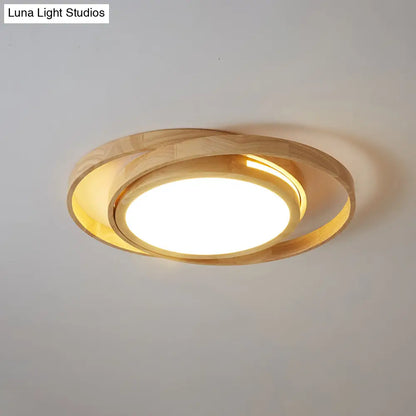 DecorBites™ DecorBites™ Wooden Ring LED Flush Mount Light - Nordic Style Beige Ceiling Lamp for Bedroom