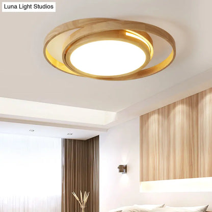 DecorBites™ DecorBites™ Wooden Ring LED Flush Mount Light - Nordic Style Beige Ceiling Lamp for Bedroom