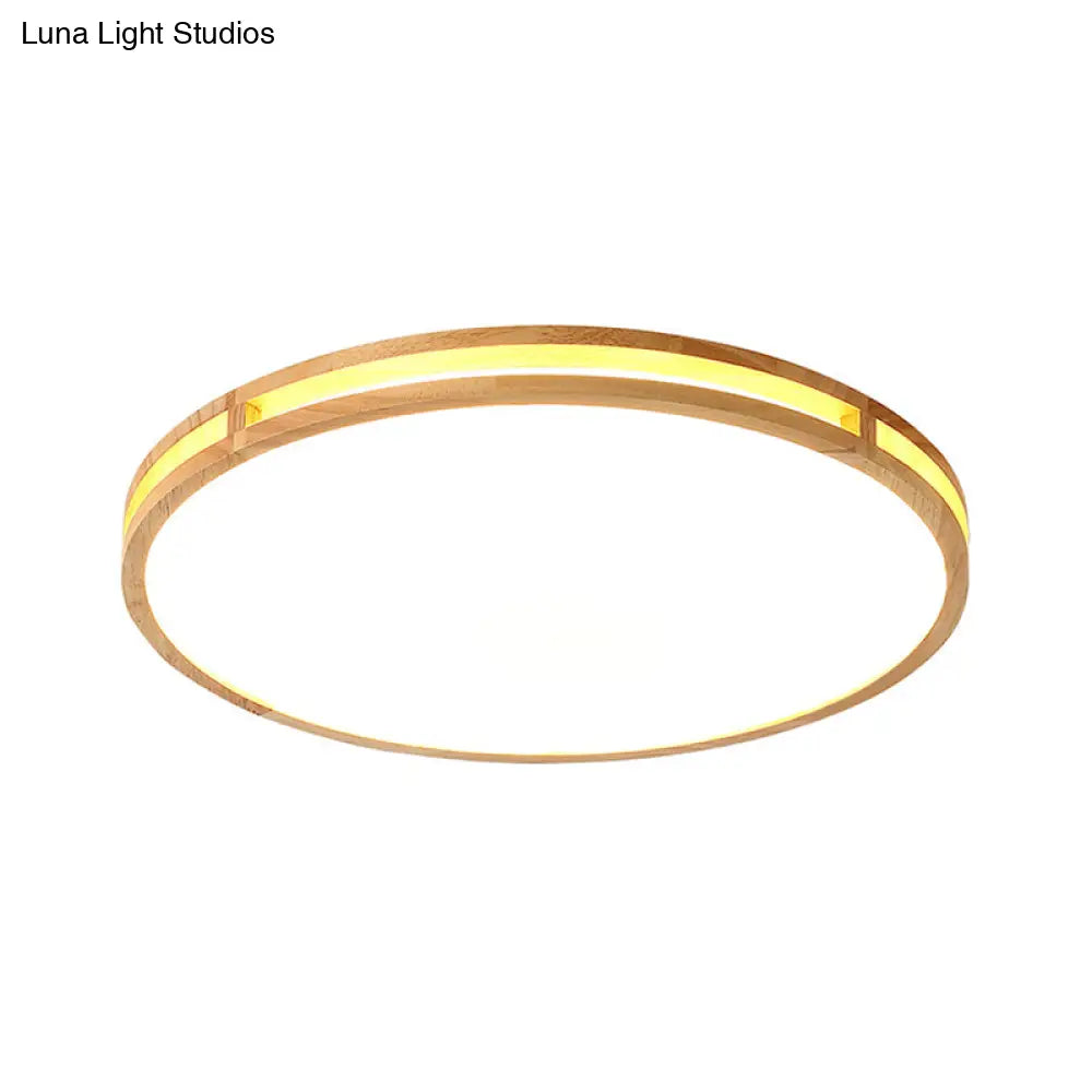 DecorBites™ DecorBites™ Wooden Round Flush Ceiling Lamp: 16"/19.5" Wide Acrylic Simple Style Ceiling Light for Dining Room