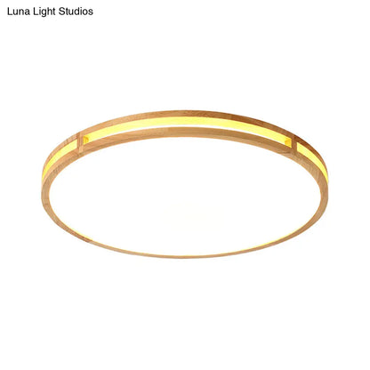 DecorBites™ DecorBites™ Wooden Round Flush Ceiling Lamp: 16"/19.5" Wide Acrylic Simple Style Ceiling Light for Dining Room