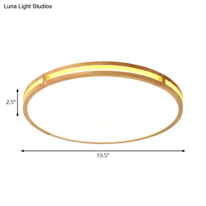 DecorBites™ DecorBites™ Wooden Round Flush Ceiling Lamp: 16"/19.5" Wide Acrylic Simple Style Ceiling Light for Dining Room