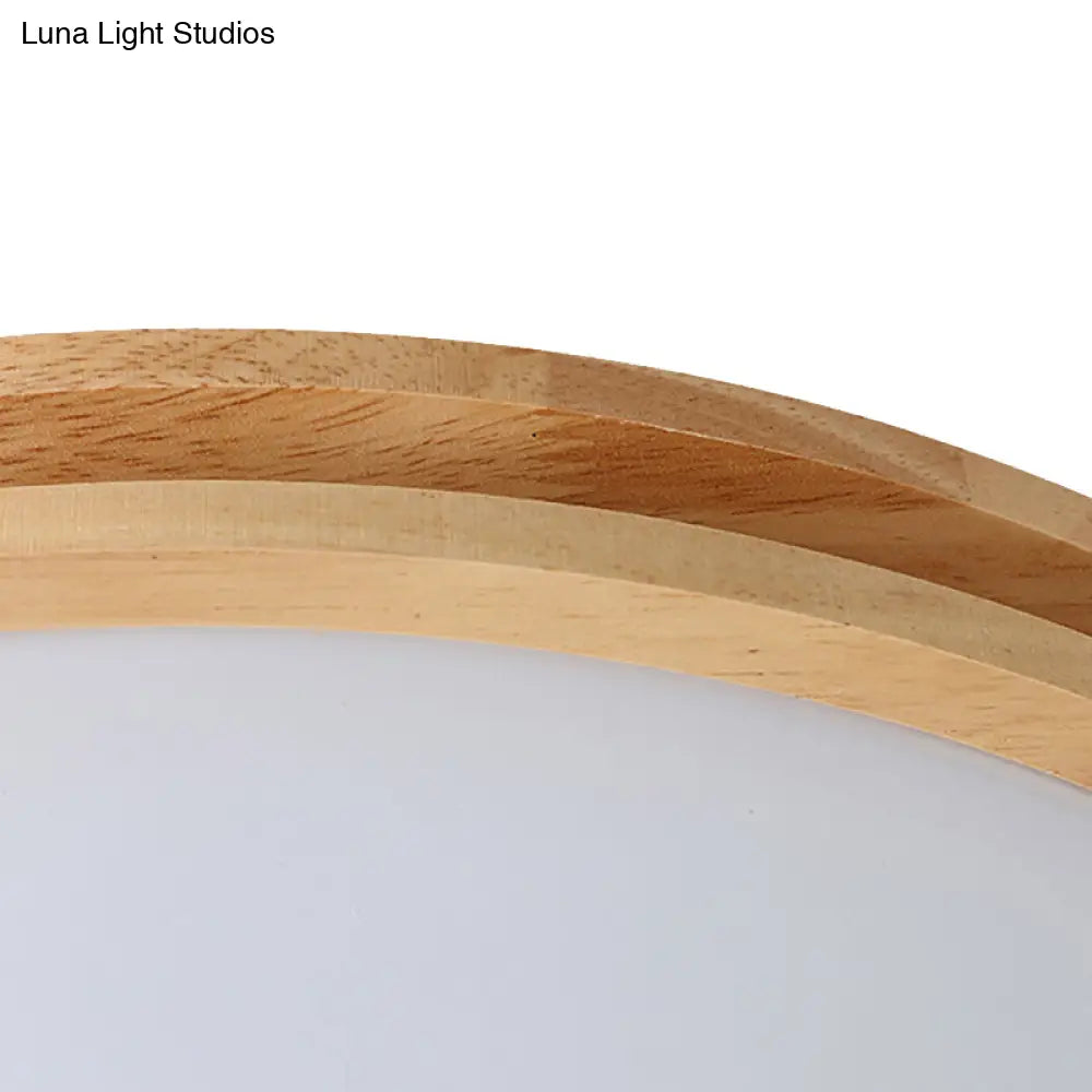 DecorBites™ DecorBites™ Wooden Round Flush Ceiling Lamp: 16"/19.5" Wide Acrylic Simple Style Ceiling Light for Dining Room