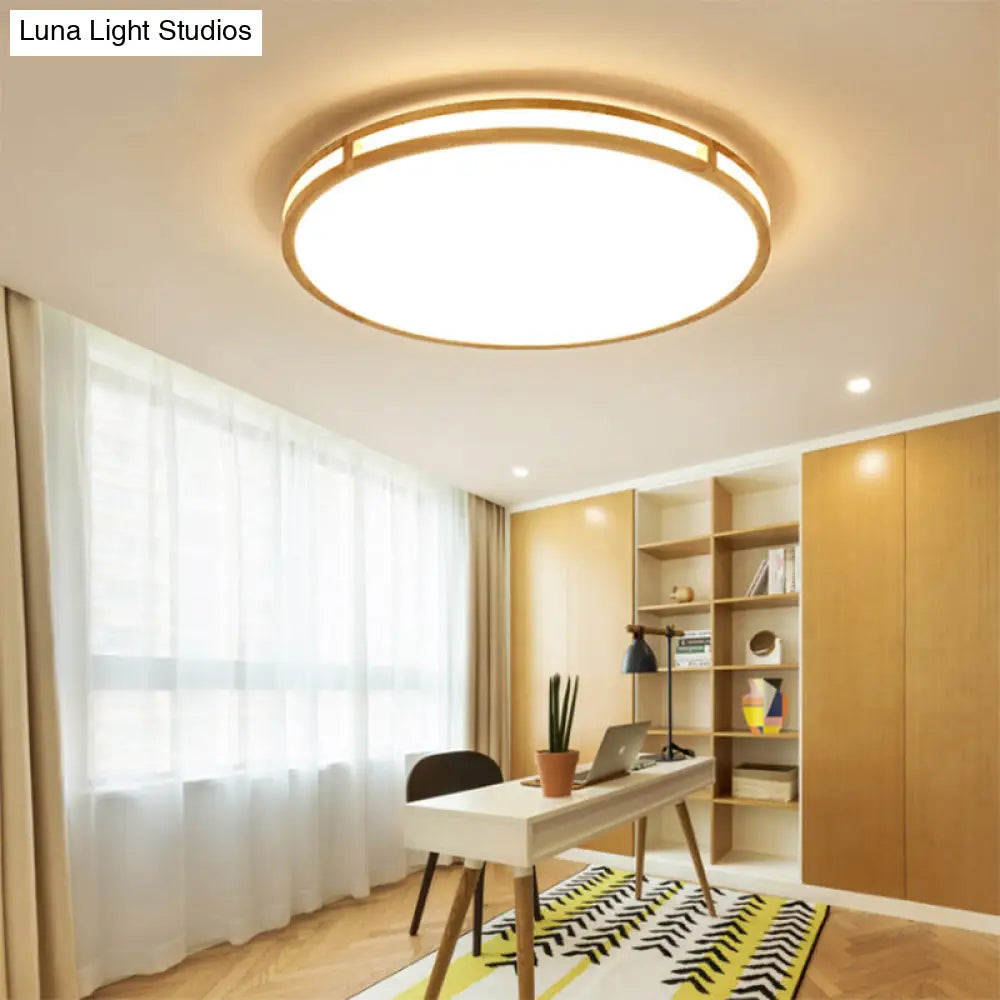 DecorBites™ DecorBites™ Wooden Round Flush Ceiling Lamp: 16"/19.5" Wide Acrylic Simple Style Ceiling Light for Dining Room