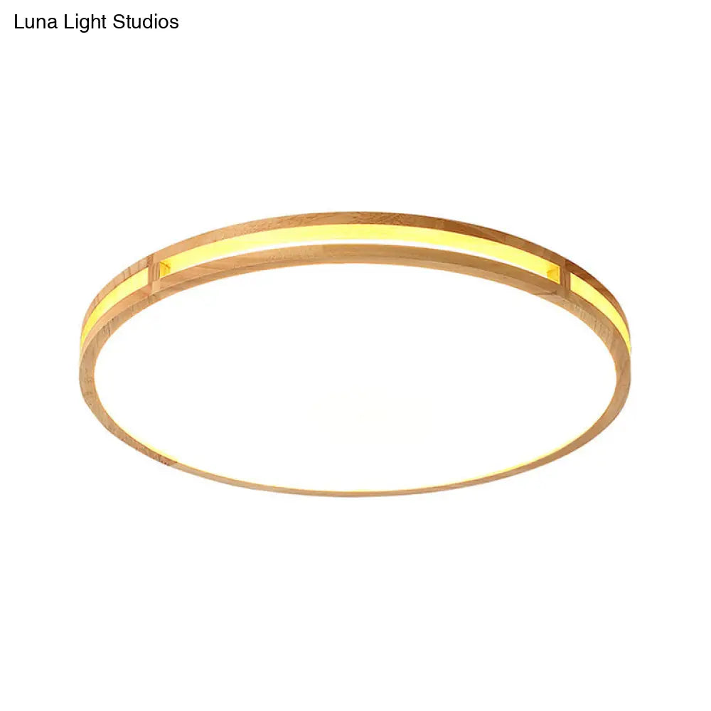 DecorBites™ DecorBites™ Wooden Round Flush Ceiling Lamp: 16"/19.5" Wide Acrylic Simple Style Ceiling Light for Dining Room