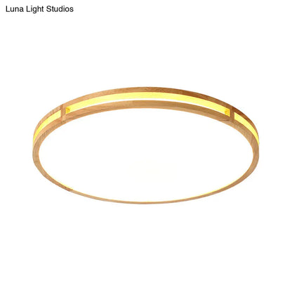 DecorBites™ DecorBites™ Wooden Round Flush Ceiling Lamp: 16"/19.5" Wide Acrylic Simple Style Ceiling Light for Dining Room