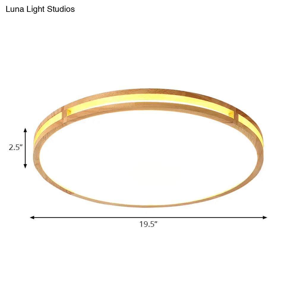 DecorBites™ DecorBites™ Wooden Round Flush Ceiling Lamp: 16"/19.5" Wide Acrylic Simple Style Ceiling Light for Dining Room