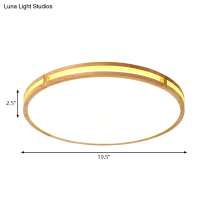 DecorBites™ DecorBites™ Wooden Round Flush Ceiling Lamp: 16"/19.5" Wide Acrylic Simple Style Ceiling Light for Dining Room