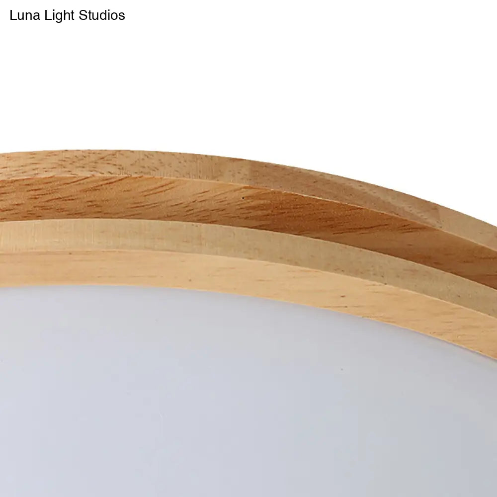 DecorBites™ DecorBites™ Wooden Round Flush Ceiling Lamp: 16"/19.5" Wide Acrylic Simple Style Ceiling Light for Dining Room