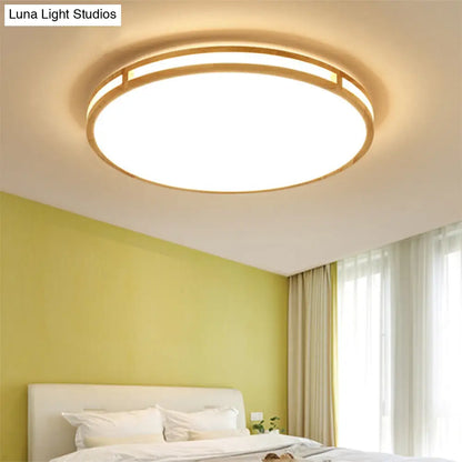 DecorBites™ DecorBites™ Wooden Round Flush Ceiling Lamp: 16"/19.5" Wide Acrylic Simple Style Ceiling Light for Dining Room