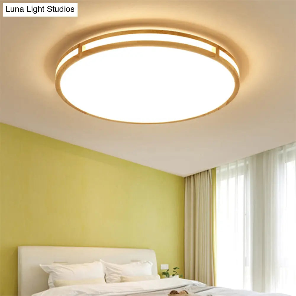 DecorBites™ DecorBites™ Wooden Round Flush Ceiling Lamp: 16"/19.5" Wide Acrylic Simple Style Ceiling Light for Dining Room