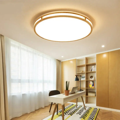 DecorBites™ DecorBites™ Wooden Round Flush Ceiling Lamp: 16"/19.5" Wide Acrylic Simple Style Ceiling Light for Dining Room