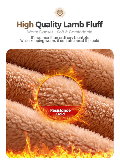 A plush warm tan wool throw blanket with soft cozy texture designed for winter bed use and camping comfort
