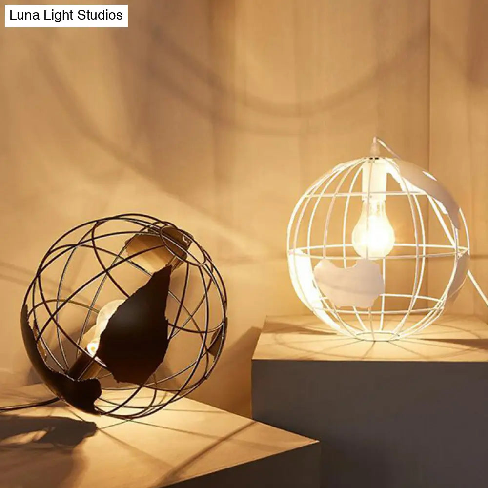 World Globe Pendant Light: Loft Style, Single-Bulb Iron Hanging Lamp for Kids Bedroom