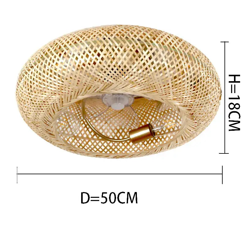 Woven bamboo ceiling fan with retractable blades and natural beige oval lattice design ideal for bedroom decorbites bamboo ceiling