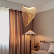 A woven golden nest led pendant light with curved design for dining room chandelier led pendant lights decorbites bird’s nest