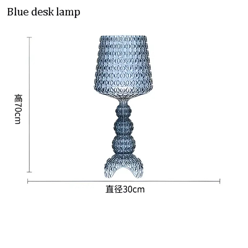 Blue floor lamp with textured patterned shade and glass base for decorbites acrylic kabuki table or floor lamp use
