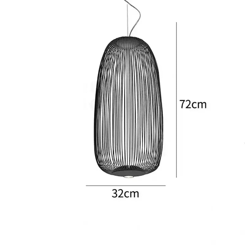 Black woven pendant light with polished chrome finish featuring a sleek cylindrical design, 72cm height, 32cm width