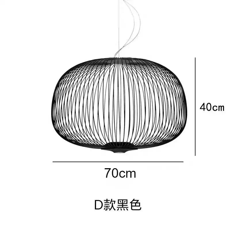 Black woven wire pendant light with spherical cage design and polished chrome finish for dining room use