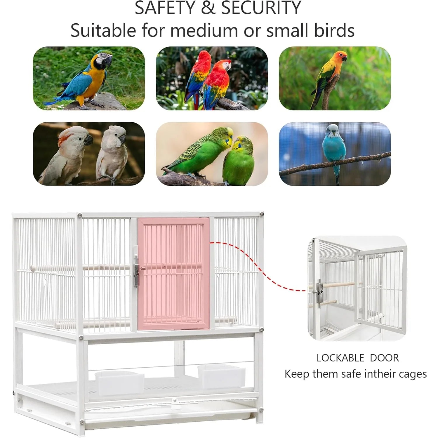 Wrought Iron Bird Cage for Conures Lovebirds - 30 Inch - United States