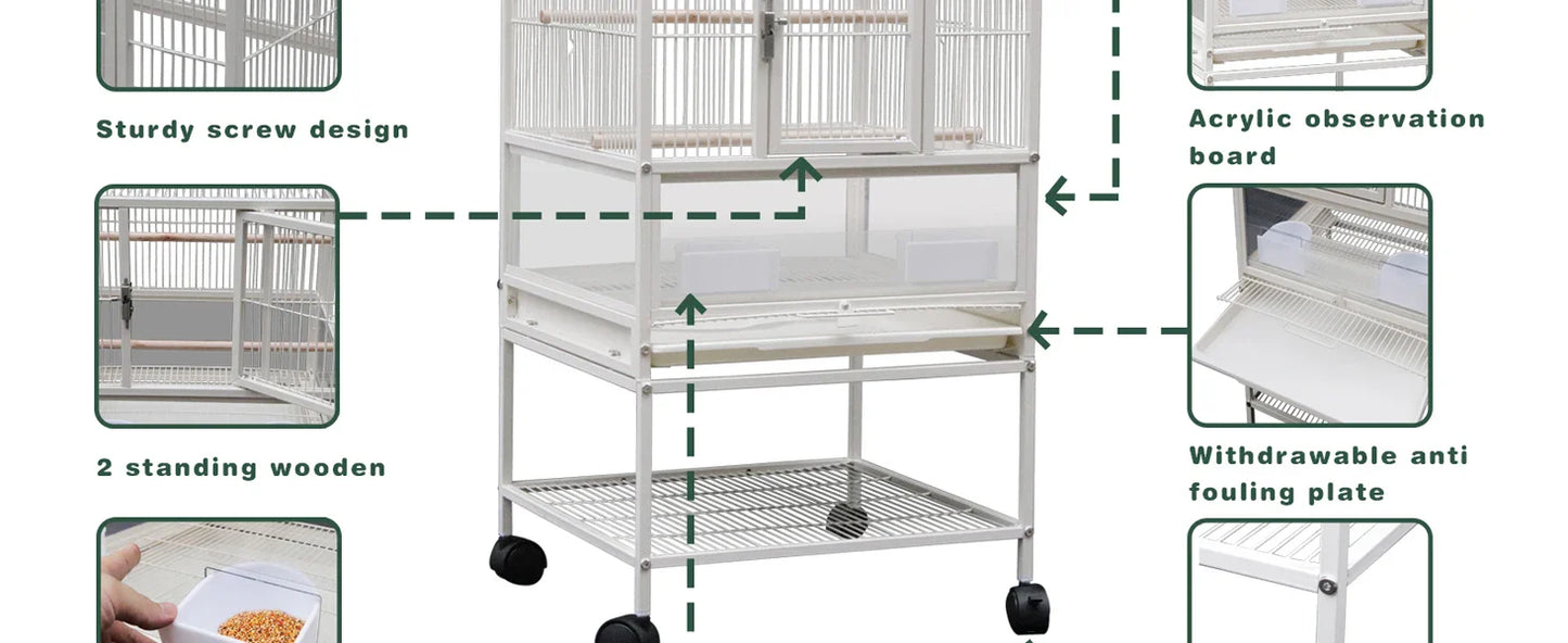 Wrought Iron Bird Cage for Conures Lovebirds - 30 Inch - United States