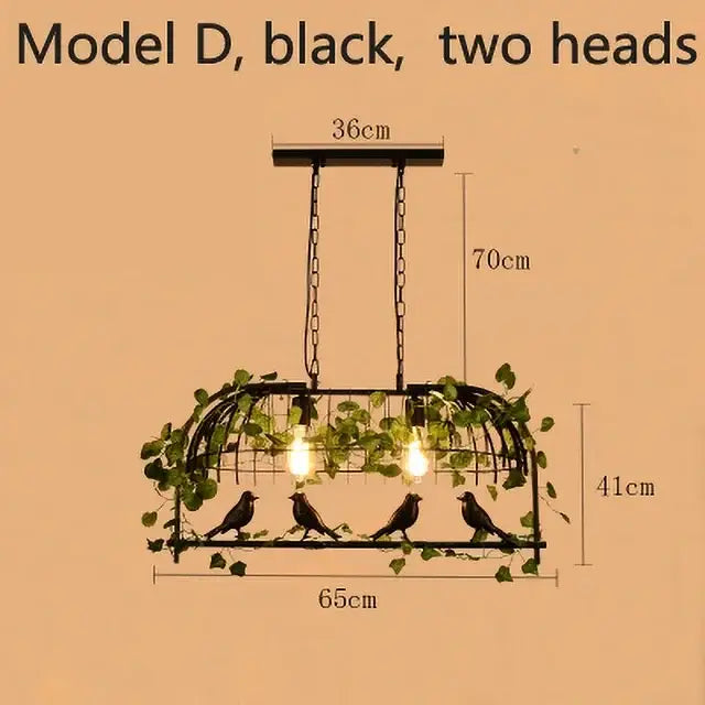 Black metal birdcage pendant light with two bulbs and green vines for dining room decorbites birdcage pendant lights