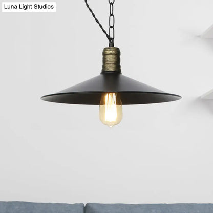 Wrought Iron Black Pendant Light - Retro 1-Light Ceiling Fixture for Living Room (7"/8.5"/10" Wide)