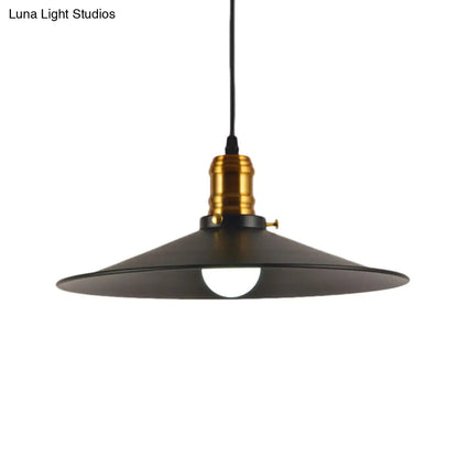 Wrought Iron Industrial Pendant Light - 8.5"/10" Saucer Shape, Black, 1-Light for Living Room