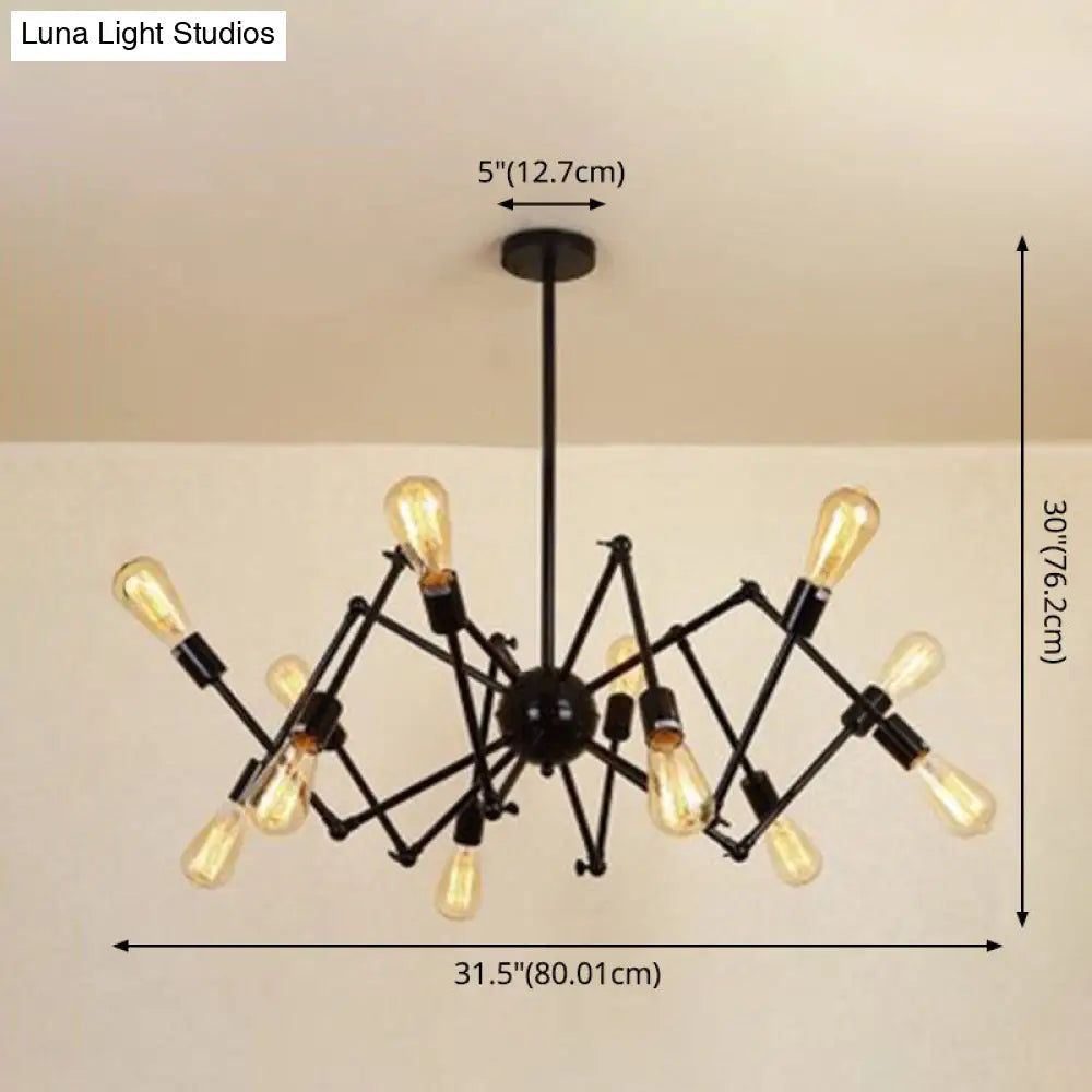 Wrought Iron Spider Chandelier - Retro Industrial Pendant Light for Coffee Shops and Workshops