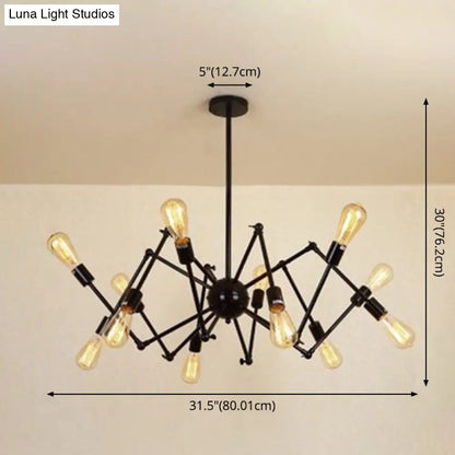 Wrought Iron Spider Chandelier - Retro Industrial Pendant Light for Coffee Shops and Workshops
