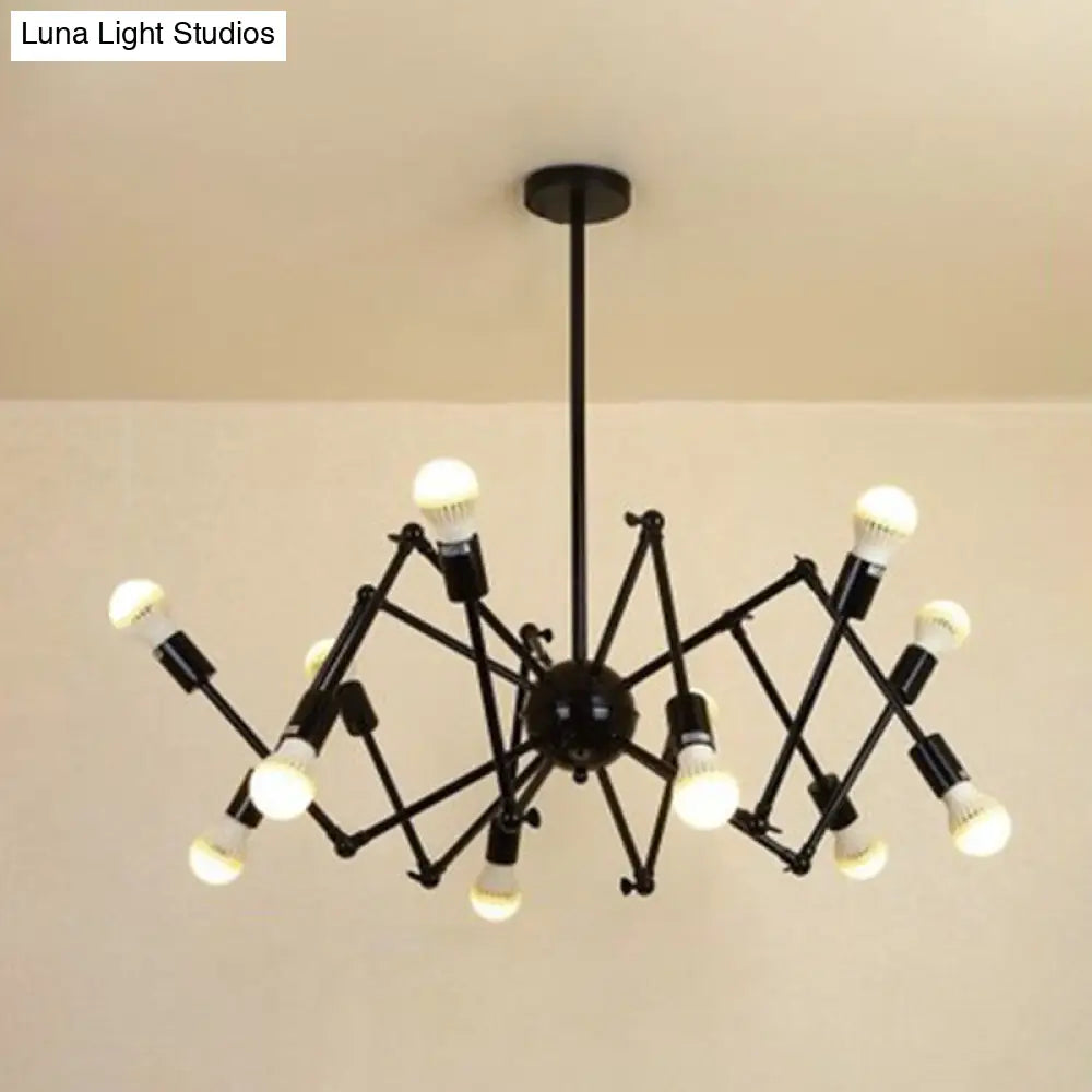 Wrought Iron Spider Chandelier - Retro Industrial Pendant Light for Coffee Shops and Workshops