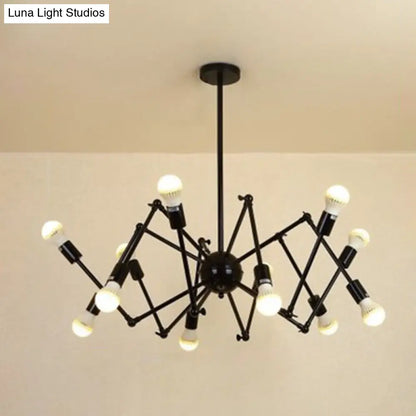 Wrought Iron Spider Chandelier - Retro Industrial Pendant Light for Coffee Shops and Workshops