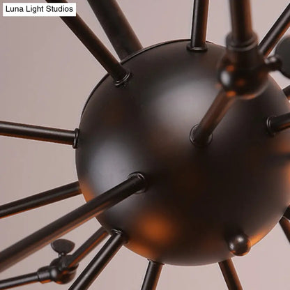 Wrought Iron Spider Chandelier - Retro Industrial Pendant Light for Coffee Shops and Workshops