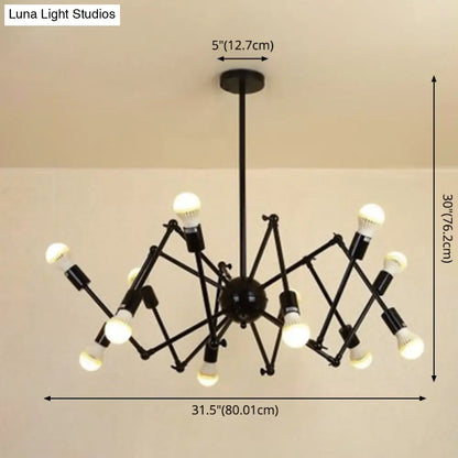 Wrought Iron Spider Chandelier - Retro Industrial Pendant Light for Coffee Shops and Workshops