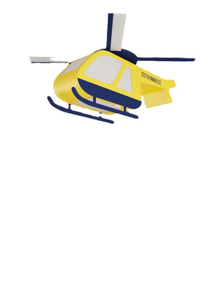 Yellow and navy blue cartoon helicopter ceiling light with white windows for children room decorbites ceiling light