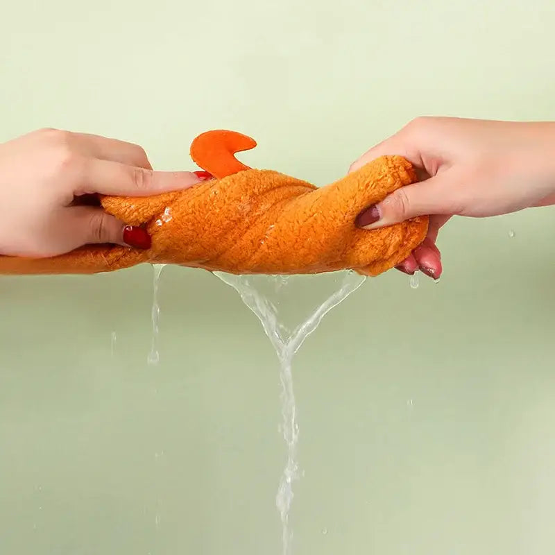 Orange plush bath towel featuring a playful crab design from decorbites cartoon animal hand towel collection