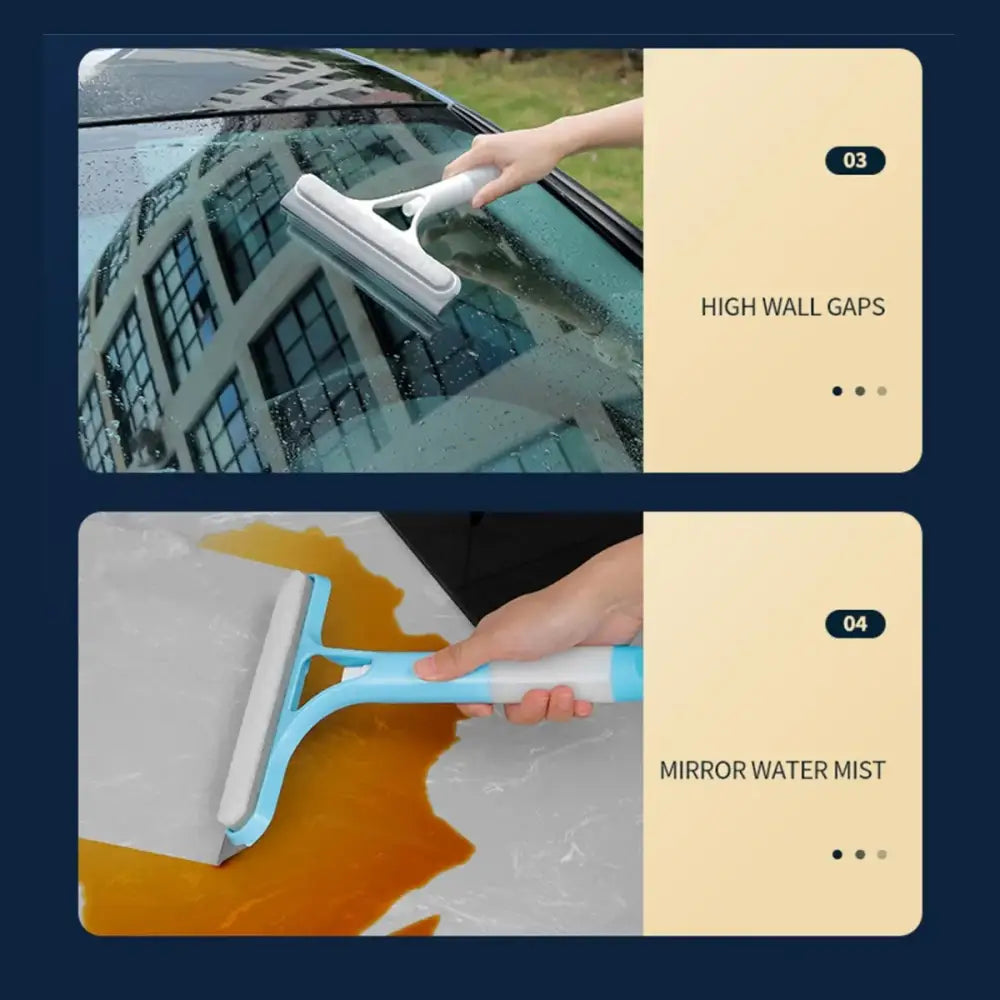 Light blue and white decorbites glass cleaning brush squeegee with soft rubber blade for bathroom tile cleaning