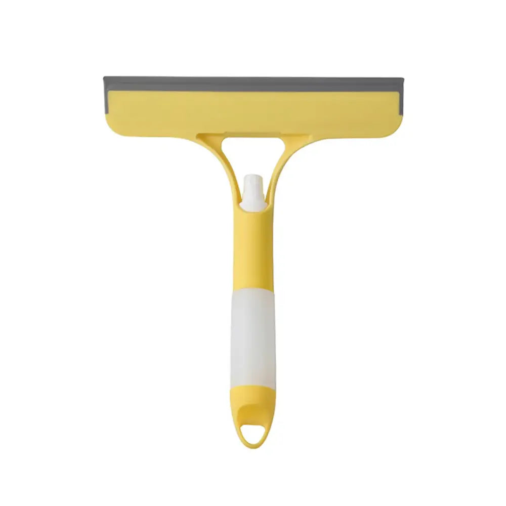 Yellow and white plastic decorbites glass cleaning brush squeegee with gray rubber blade for bathroom tiles