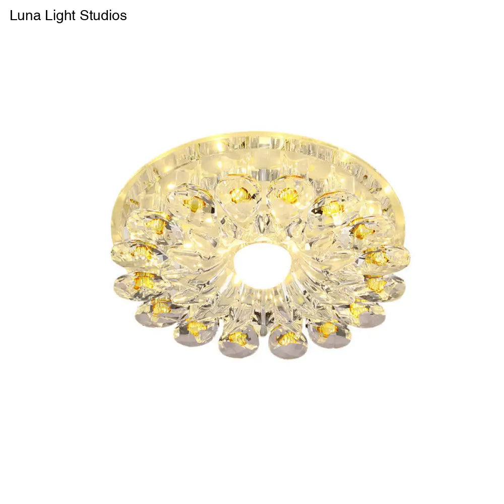DecorBites™ DecorBites™ Yellow Blossom Crystal Flush-Mount LED Ceiling Lamp - Modernist Design for Hallways