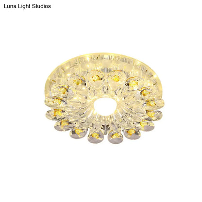 DecorBites™ DecorBites™ Yellow Blossom Crystal Flush-Mount LED Ceiling Lamp - Modernist Design for Hallways