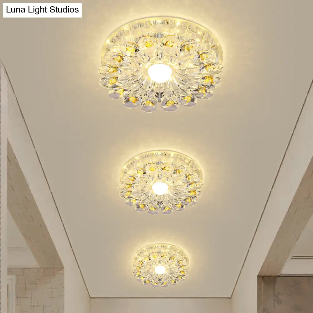 DecorBites™ DecorBites™ Yellow Blossom Crystal Flush-Mount LED Ceiling Lamp - Modernist Design for Hallways