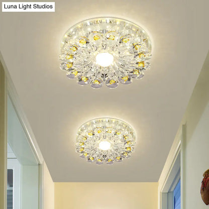 DecorBites™ DecorBites™ Yellow Blossom Crystal Flush-Mount LED Ceiling Lamp - Modernist Design for Hallways