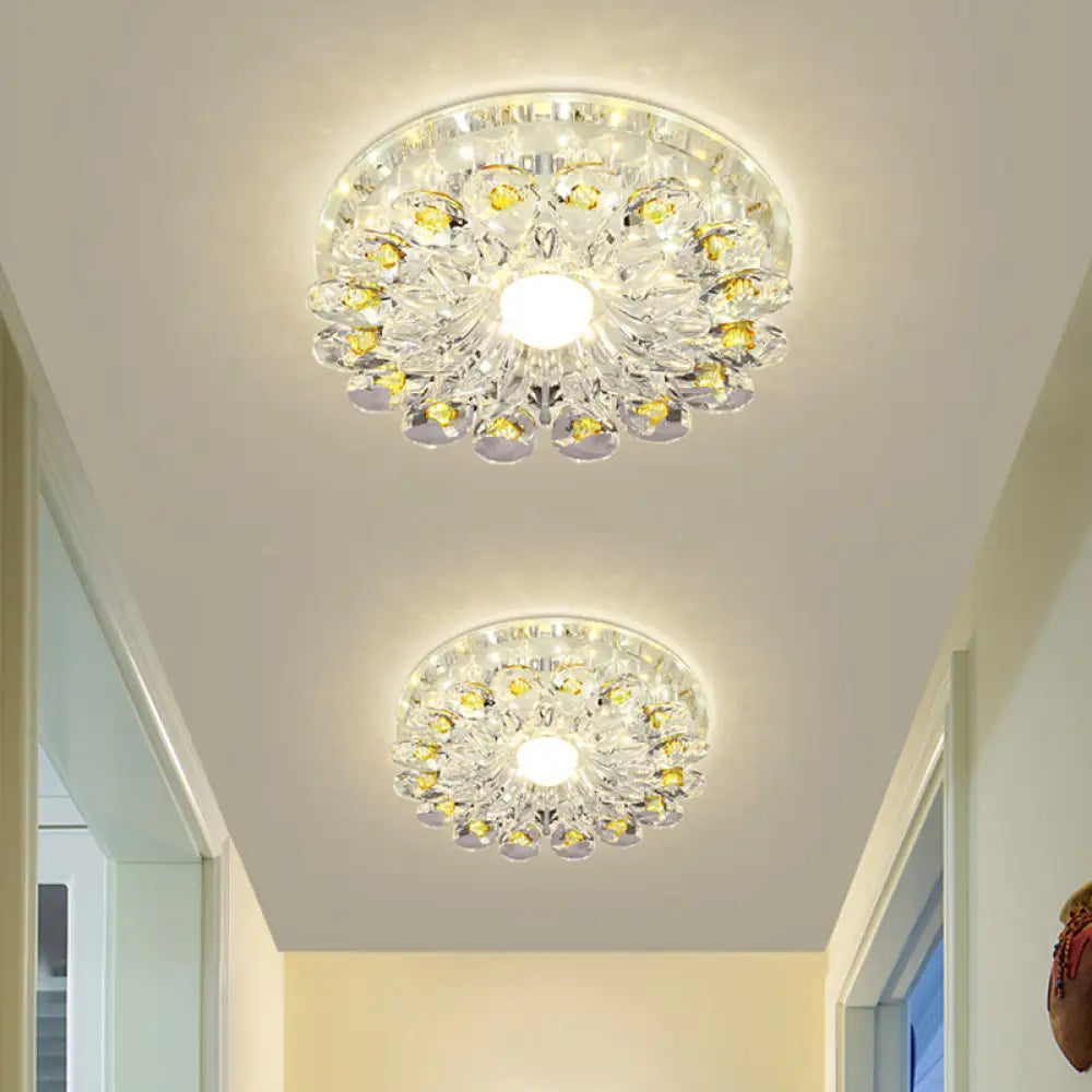 DecorBites™ DecorBites™ Yellow Blossom Crystal Flush-Mount LED Ceiling Lamp - Modernist Design for Hallways