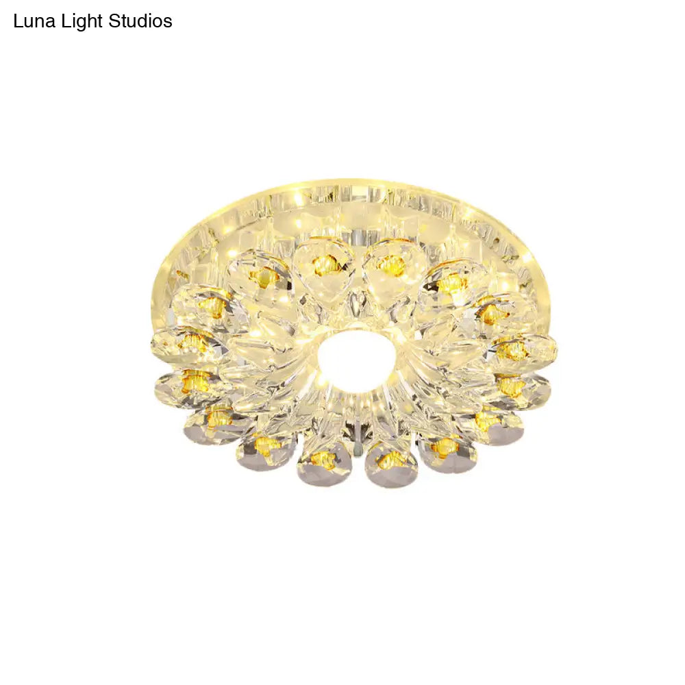 DecorBites™ DecorBites™ Yellow Blossom Crystal Flush-Mount LED Ceiling Lamp - Modernist Design for Hallways