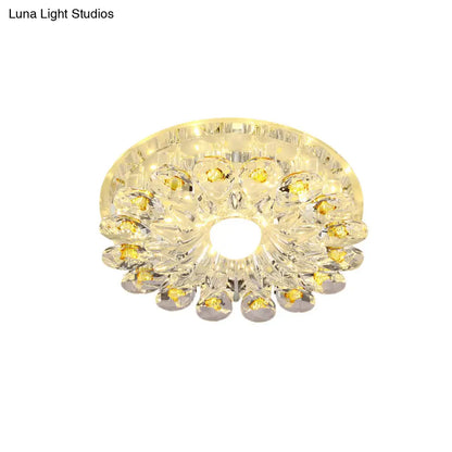 DecorBites™ DecorBites™ Yellow Blossom Crystal Flush-Mount LED Ceiling Lamp - Modernist Design for Hallways