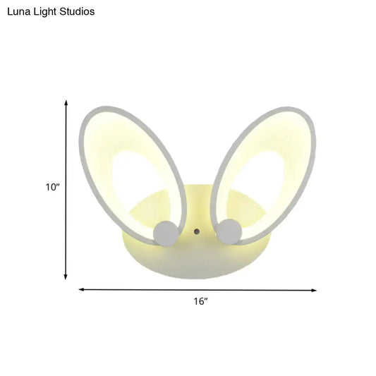 Yellow bunny led ceiling light with soft yellow shade white finish round gray cheeks for bedroom decor