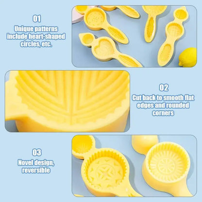 Yellow floral silicone biscuit cake mold with reversible heart and circular designs for cake date pistachio decorbites biscuit cake