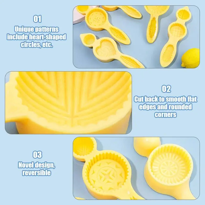 Yellow floral silicone biscuit cake mold with reversible heart and circular designs for cake date pistachio decorbites biscuit cake